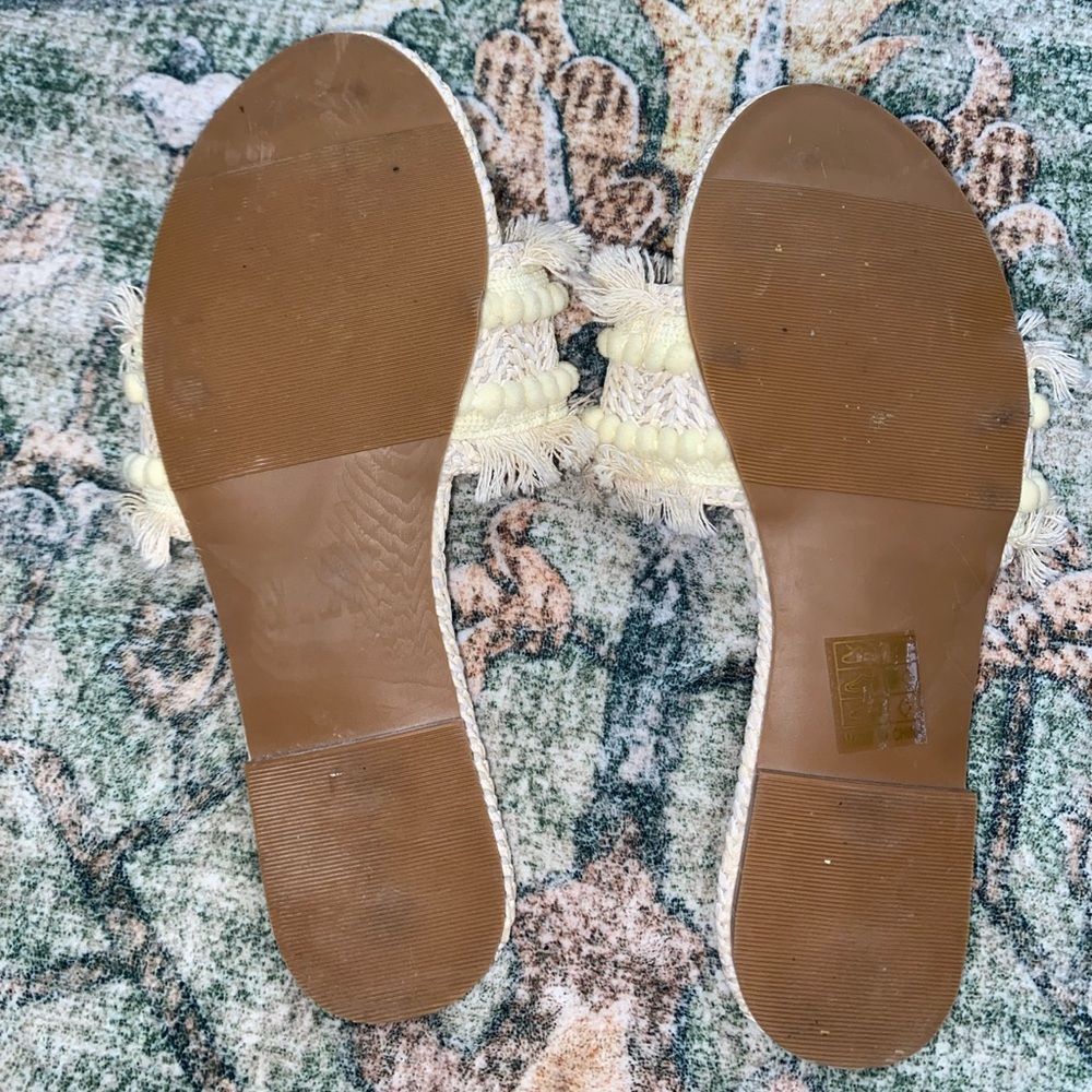 Fringe Woven Slide Sandals - Picture 2 of 5